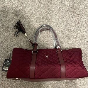 Vanessa Williams Quilted Burgundy Duffel Bag nwt